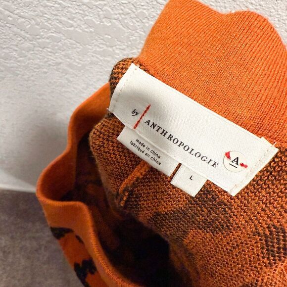 Anthropologie Contrast Knit Sweater Pants Women’s Large Brown Black High Rise - Picture 7 of 10